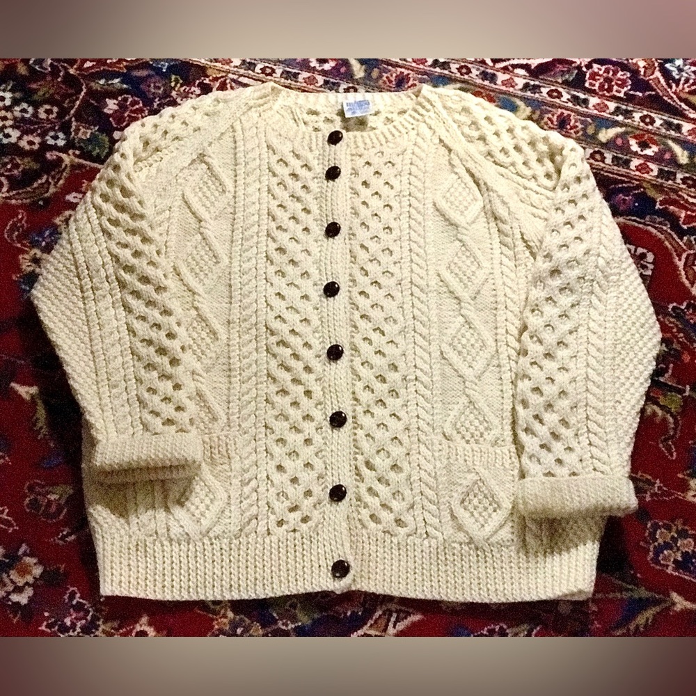 Vintage Men’s Large 100% Wool Handknit Donegal JOHN MOLLOY Irish Sweater